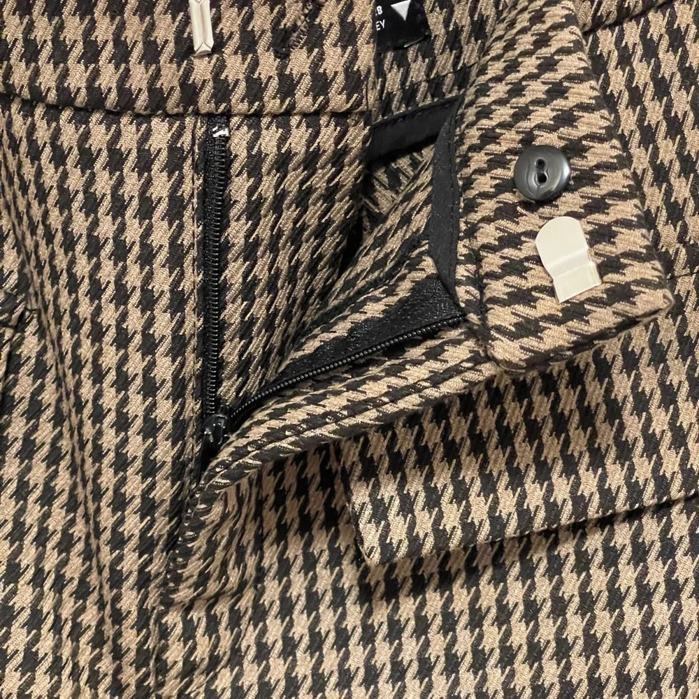Zara Brown Houndstooth High Waist Tailored Skort Preppy Chic Academia Medium - Picture 6 of 11